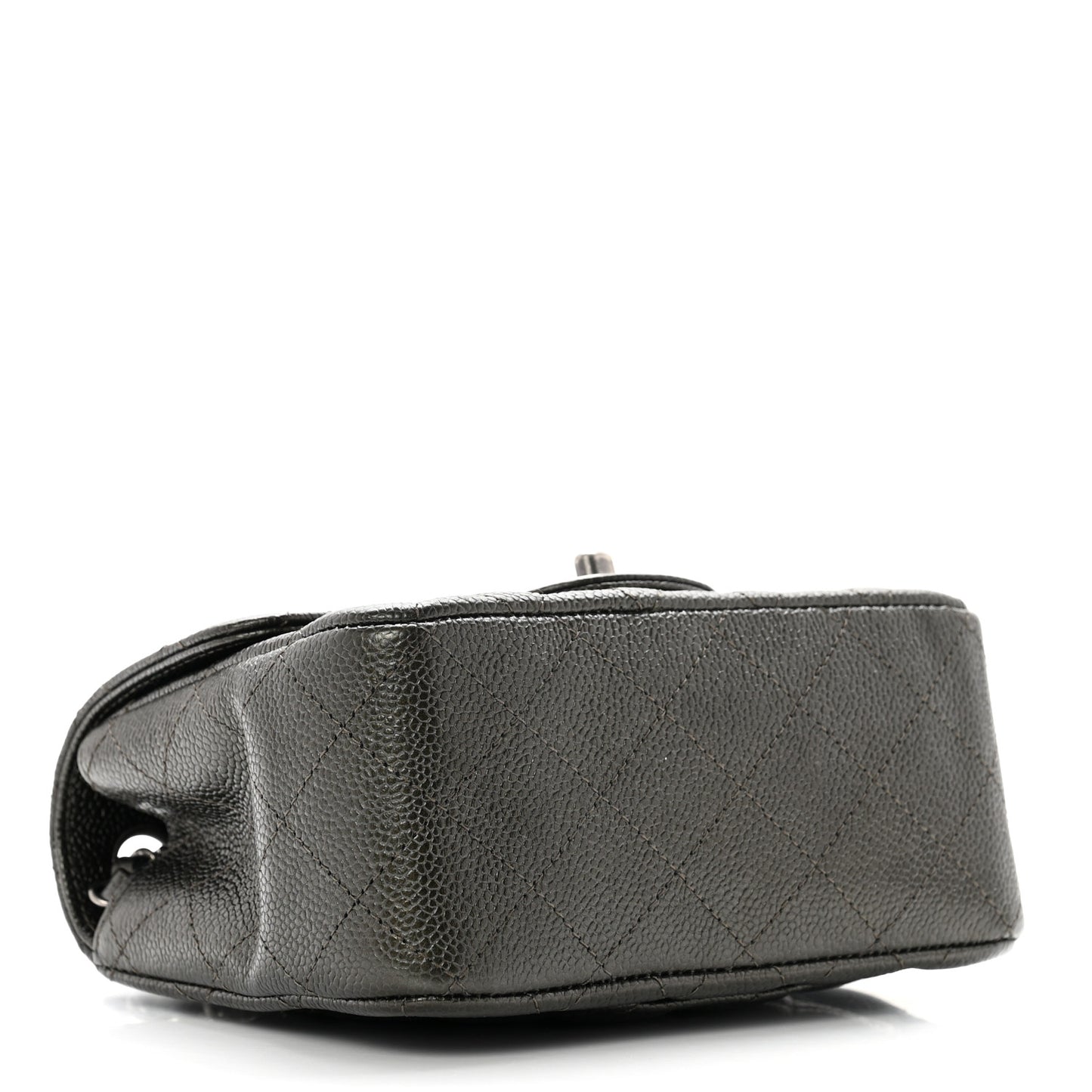 Metallic Caviar Quilted Mini Square Flap Dark Charcoal