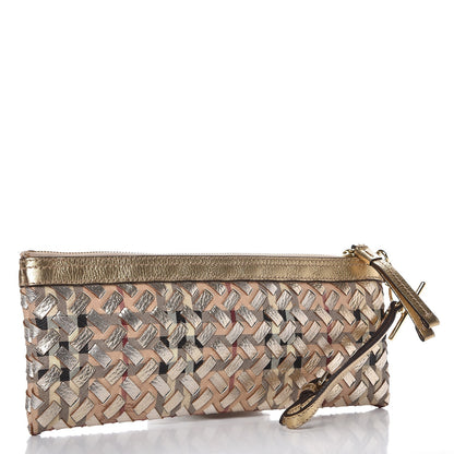 Burberry Woven Leather Nova Check Ashcombe Clutch Gold 3 of 10