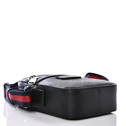 Gucci GG Supreme Monogram Appia Calfskin Web Small Camera Messenger Bag Black Grey 3 of 9