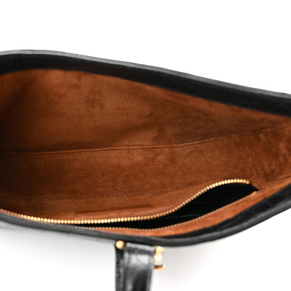 Saint Laurent Calfskin Crocodile Embossed Le 5 A 7 Hobo Black 5 of 10