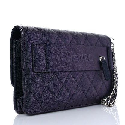 Chanel Iridescent Caviar Quilted Classic Pouch Clutch Black 3 of 10