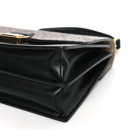 Fendi Vitello Liberty Bi-Color FF 1974 Embossed Chain Strap Kan U Shoulder Bag Black Maya 9 of 9