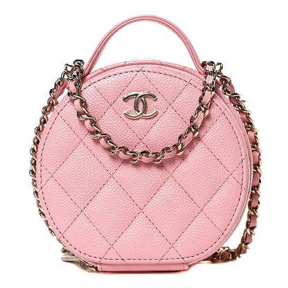 Chanel Caviar Quilted Round Handle With Care Vanity With Chain Pink 1 of 12
