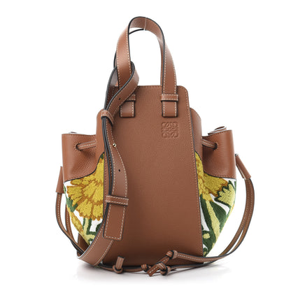 Loewe Calfskin Embroidered Floral Small Hammock Shoulder Bag Tan Yellow 1 of 10