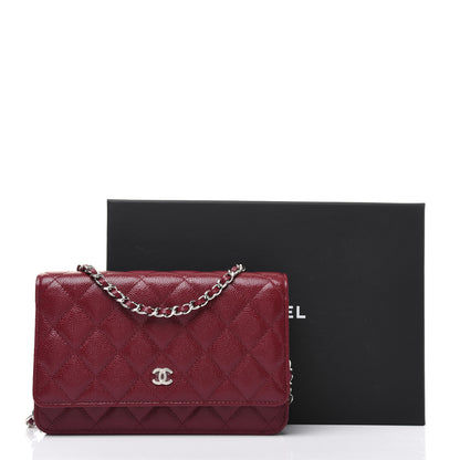 Chanel Caviar Quilted Wallet on Chain WOC Burgundy 18 of 18