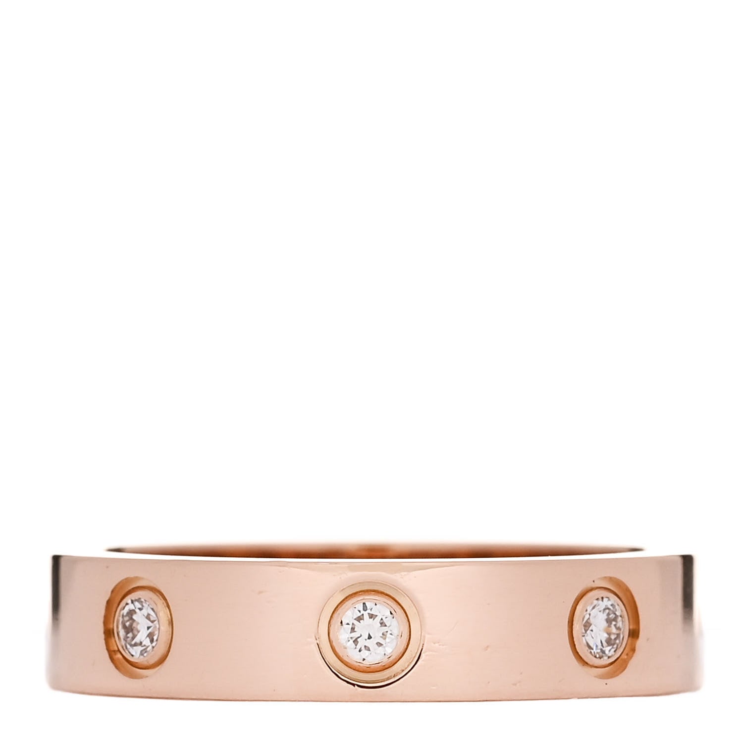 Cartier 18K Pink Gold 8 Diamond 4mm LOVE Wedding Band Ring 50 5.25 3 of 5