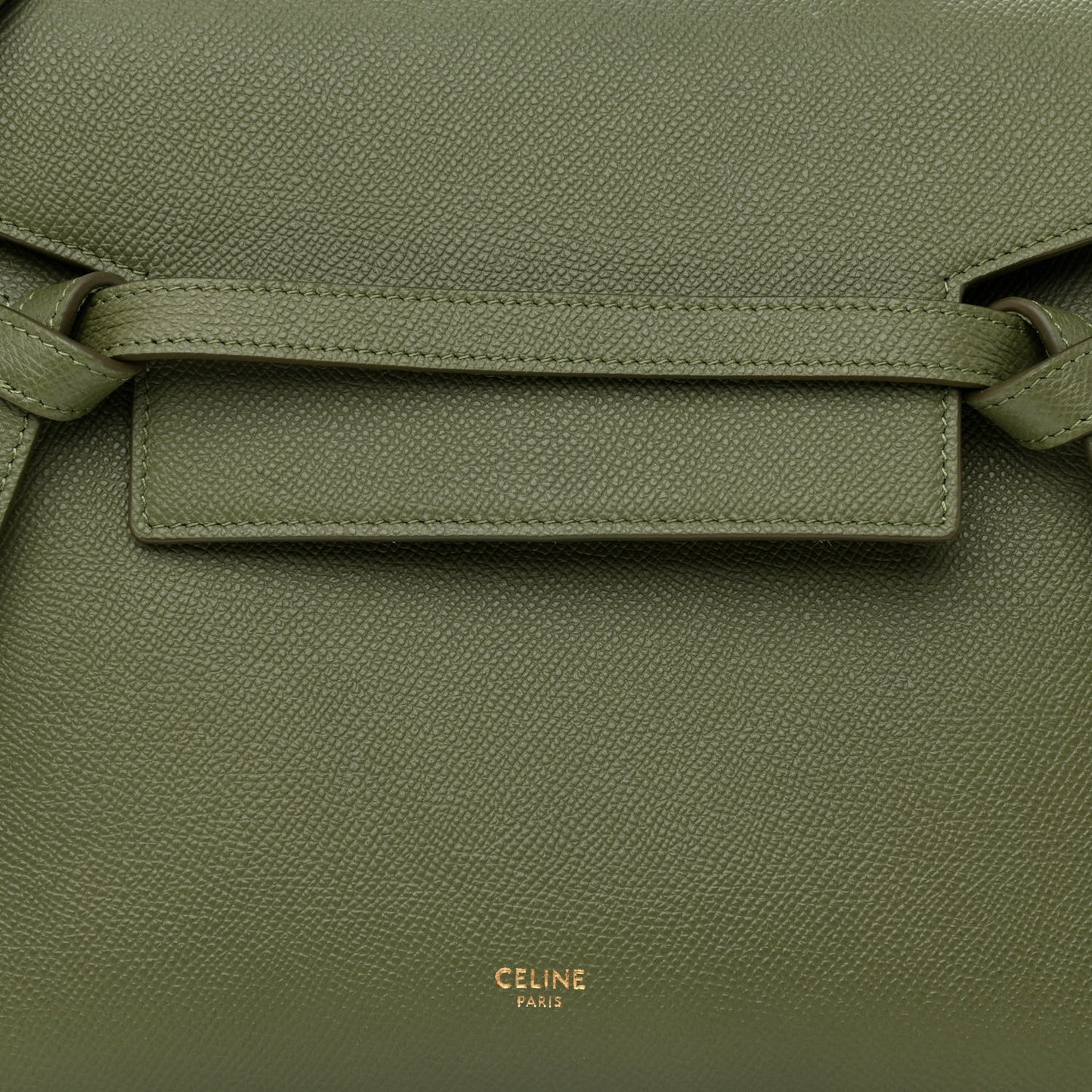 Grained Calfskin Micro Belt Bag Army Green