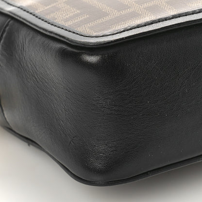Fendi Glazed Fabric Vitello Century FF 1974 Stamp Patch Mini Camera Case Mogano Panna Black 9 of 9