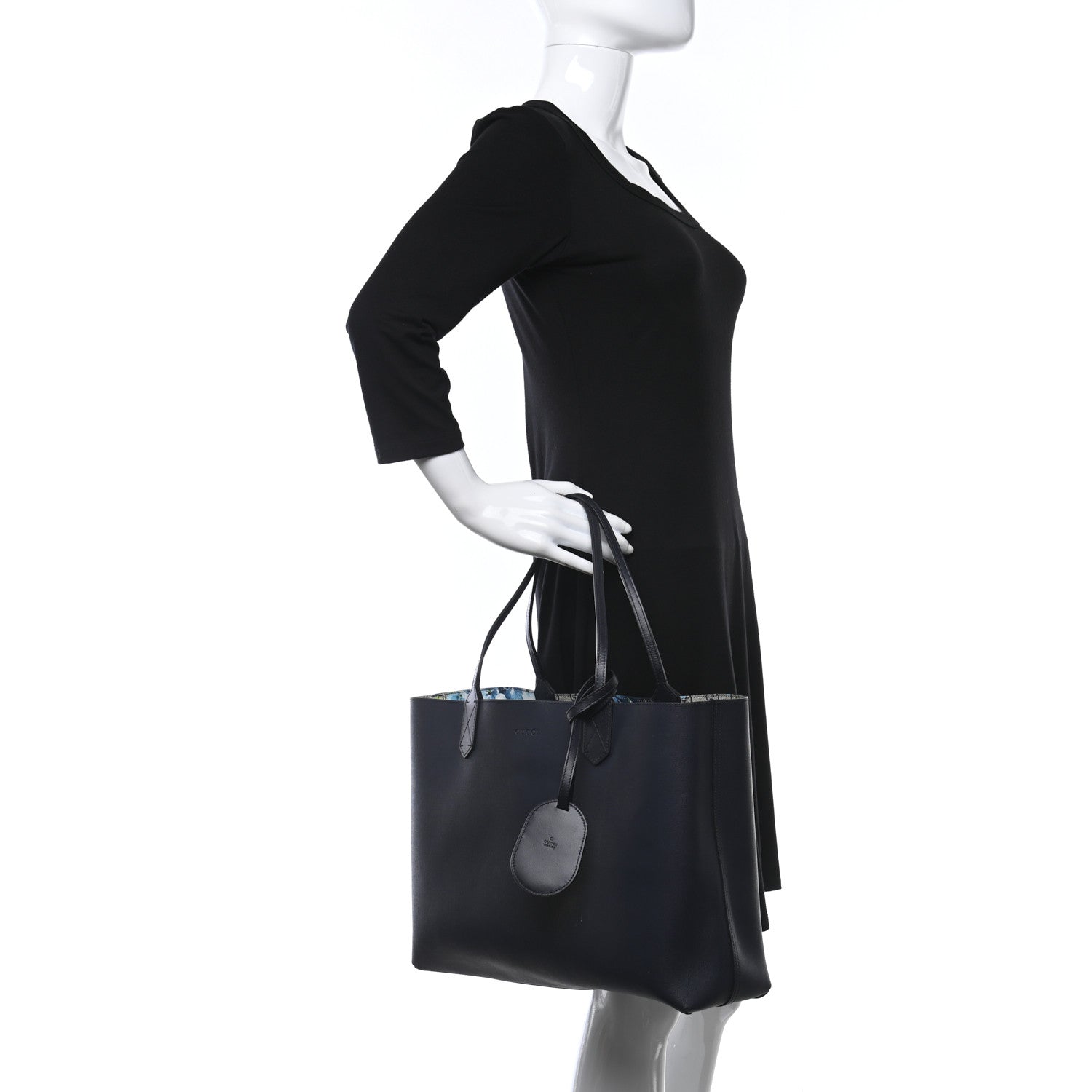 Gucci GG Supreme Monogram Blooms Medium Reversible Tote Beige Blue Navy 2 of 17