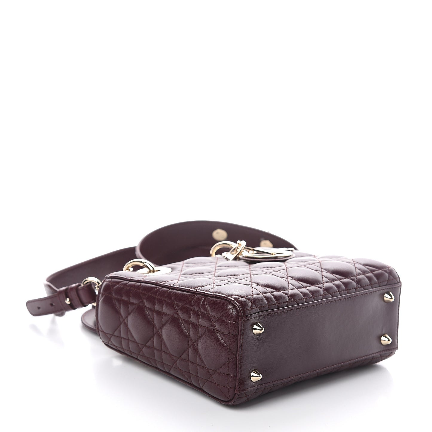 Lambskin Cannage Small Lucky Badges My Lady Dior Burgundy