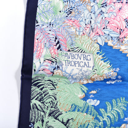 Hermes Silk Faubourg Tropical Scarf 90 Bleu Jean Vert Jaune Sofre 4 of 5