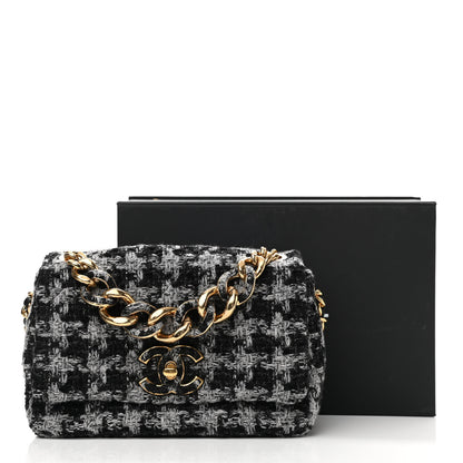 Chanel Wool Tweed Quilted Elegant Chain Flap Black Grey 11 of 11