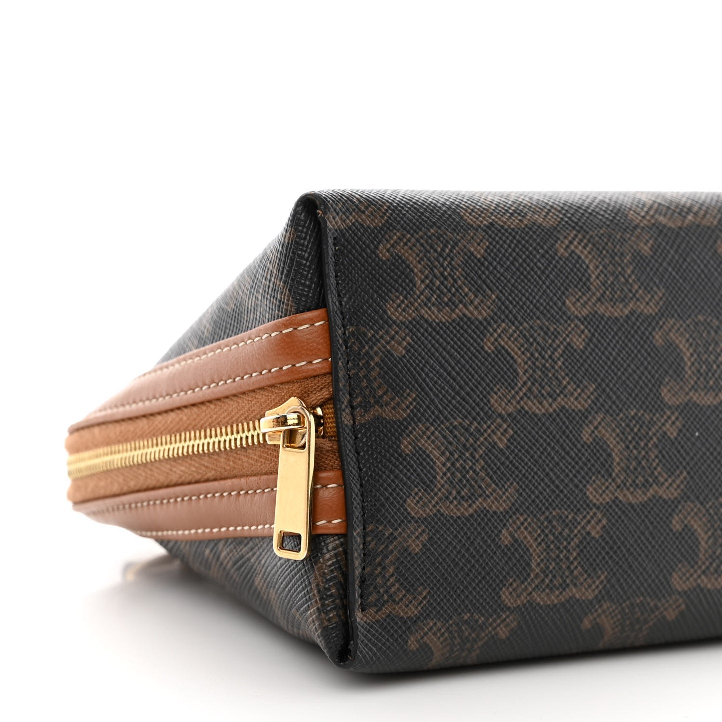 Triomphe Canvas Lambskin Clutch On Chain Tan