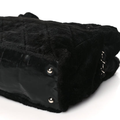Chanel Fantasy Fur Quilted Camellia Tote Black 10 of 11