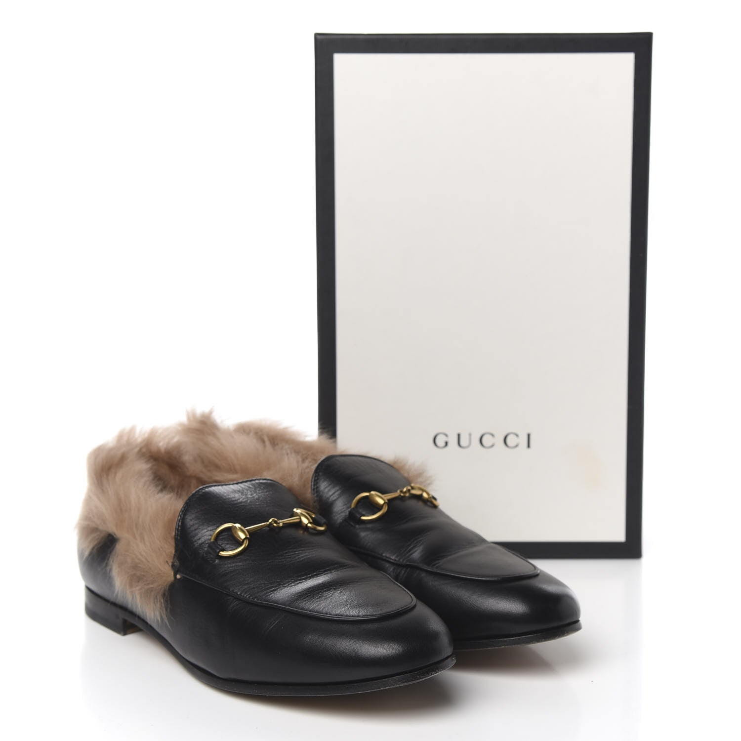 Gucci Malaga Kid Fur Womens Jordaan Loafers 40 Black Natural 13 of 13