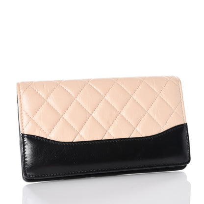 Chanel Aged Calfskin Quilted Gabrielle Yen Wallet Beige Black 2 of 10