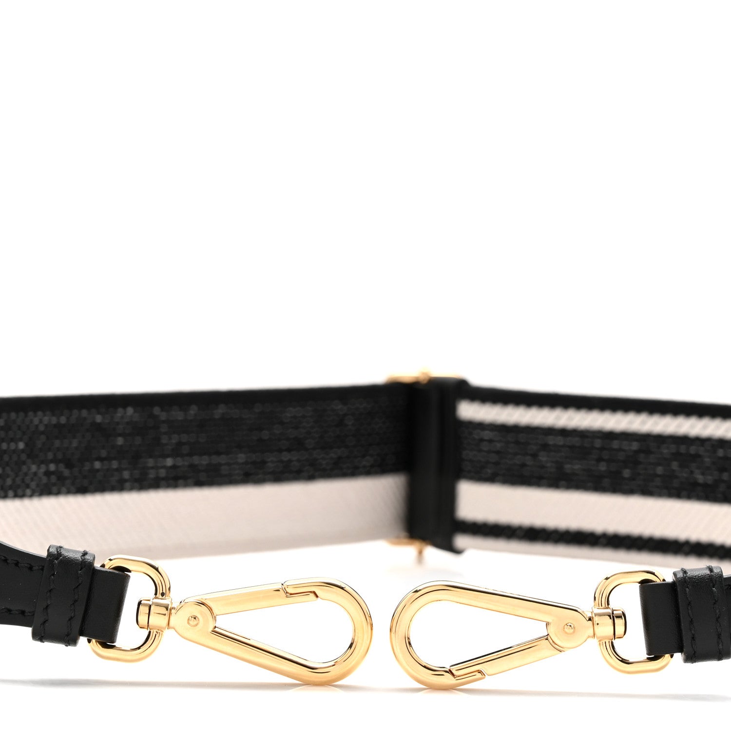 Prada Canvas Calfskin Logo Shoulder Strap Black White 3 of 4