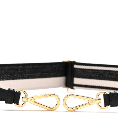 Prada Canvas Calfskin Logo Shoulder Strap Black White 3 of 4