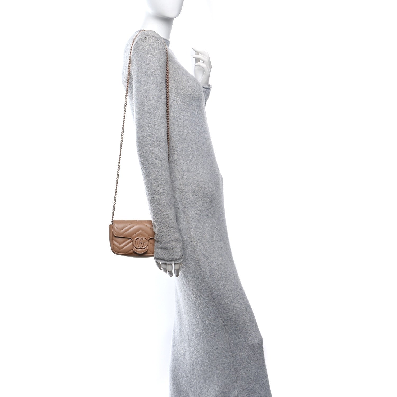 Gucci Calfskin Matelasse Monochrome Super Mini GG Marmont Shoulder Bag Camelia 2 of 11