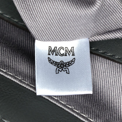 MCM Calfskin Ottomar Monogram Medium Klara Top Zip Tote Charcoal 7 of 11