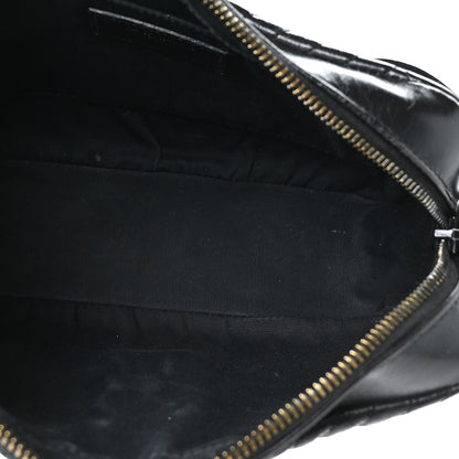 Saint Laurent Cracked Shiny Calfskin Matelasse Monogram Lou Camera Bag Black 5 of 8