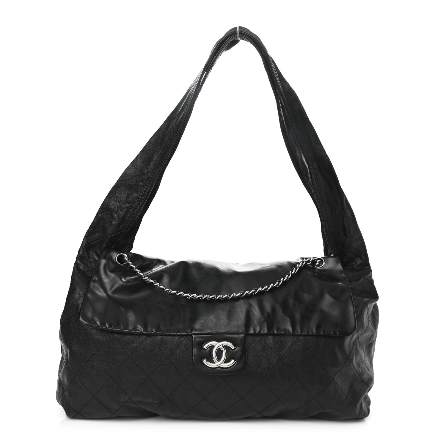 Chanel Vinyl Calfskin Quilted Flap Messenger Black 1 of 15