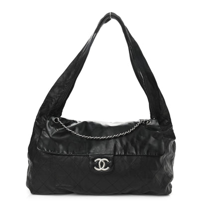 Chanel Vinyl Calfskin Quilted Flap Messenger Black 1 of 15