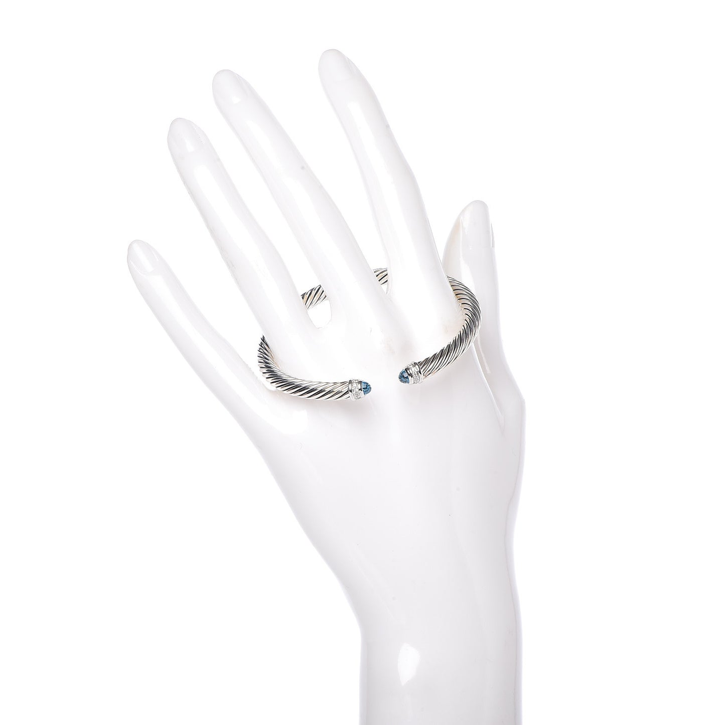 Sterling Silver Diamond Blue Topaz 5mm Cable Classics Bracelet