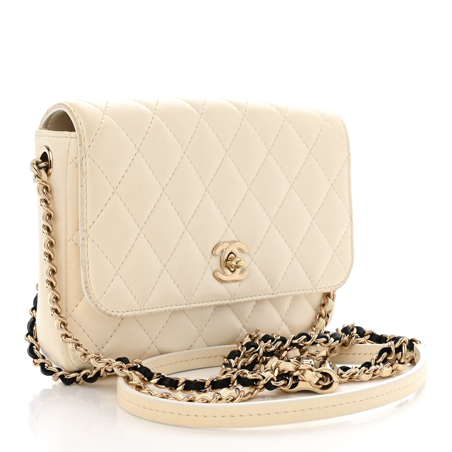 Chanel Lambskin Quilted Side Packs White Black 3 of 16