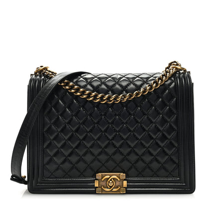 Chanel Glazed Calfskin Quilted Large Boy Flap Black 1 of 9