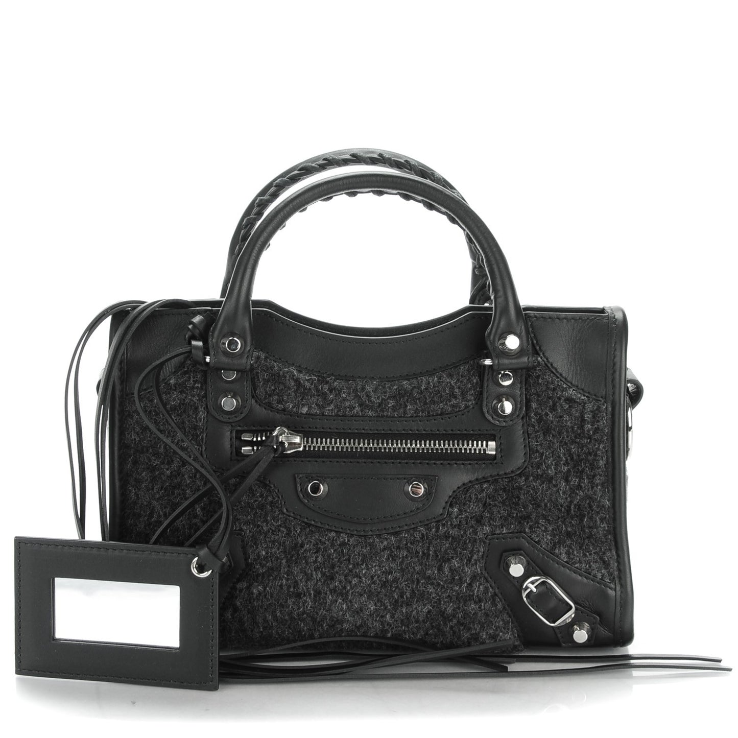 Alpaca Calfskin Classic Silver Hardware Mini City Black