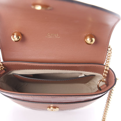 Chloe Calfskin Crocodile Embossed Small Aby Lock Chestnut Brown 6 of 9
