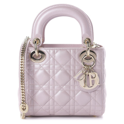 Christian Dior Metallic Lambskin Cannage Mini Lady Dior Lotus 1 of 11