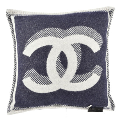 Chanel Merino Wool Cashmere CC Pillow Navy Blue 2 of 3