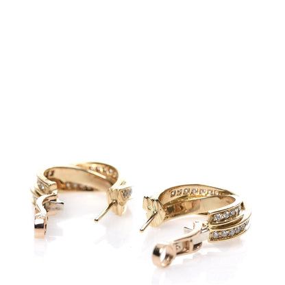 Cartier 18K Yellow Gold Diamond Trinity Hoop Earrings 3 of 4