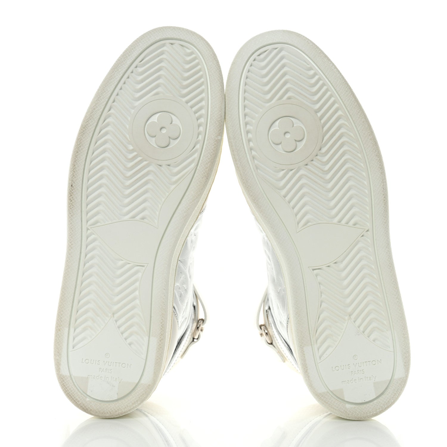 Louis Vuitton Metallic Calfskin Embossed Monogram Boombox Sneakers 36.5 White Silver 5 of 10