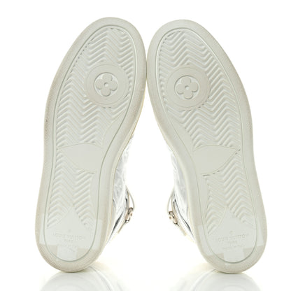 Louis Vuitton Metallic Calfskin Embossed Monogram Boombox Sneakers 36.5 White Silver 5 of 10