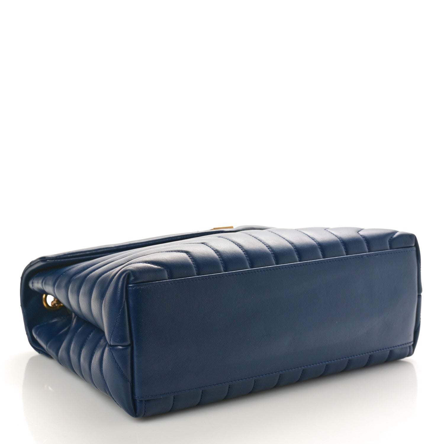 Saint Laurent Calfskin Y Quilted Monogram Medium Loulou Chain Satchel Deep Marine 4 of 13