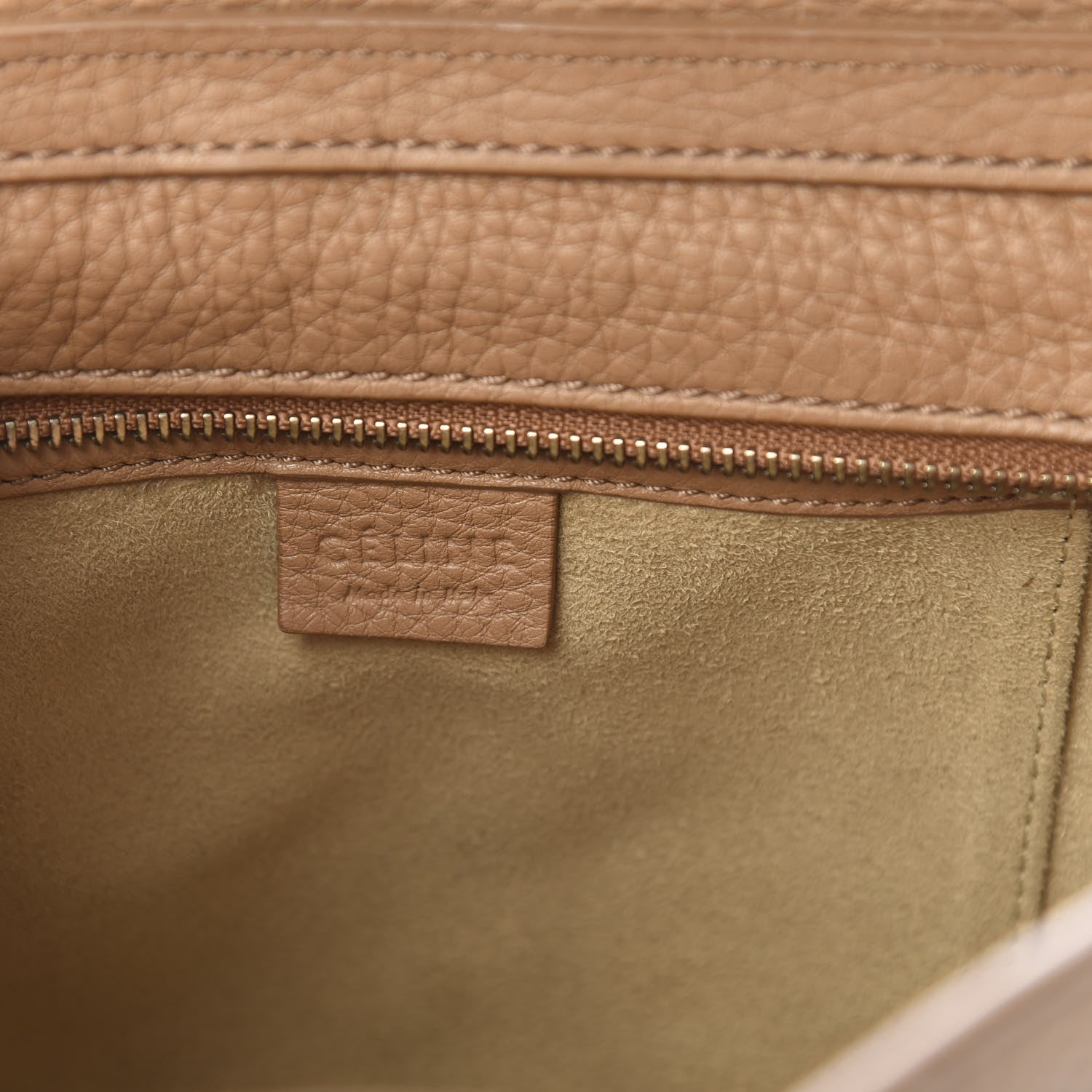 Celine Drummed Calfskin Nano Luggage Camel 6 of 13