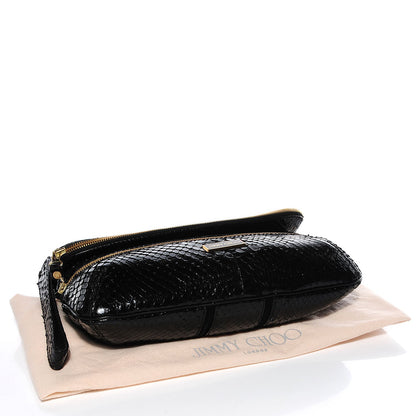 Jimmy Choo Snakeskin Marin Foldover Clutch Black 4 of 6