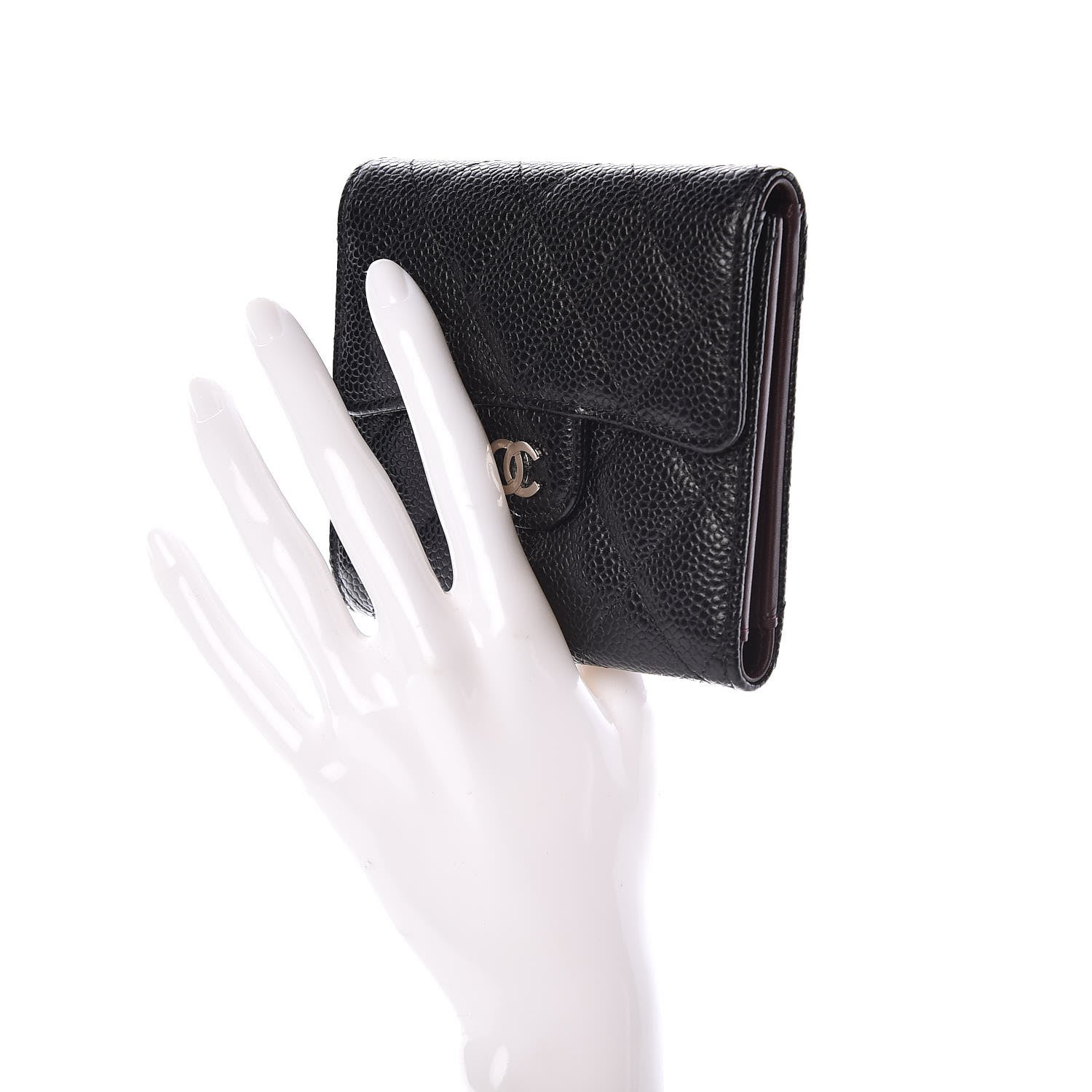 Chanel Caviar Quilted Compact Flap Wallet Black 2 of 8