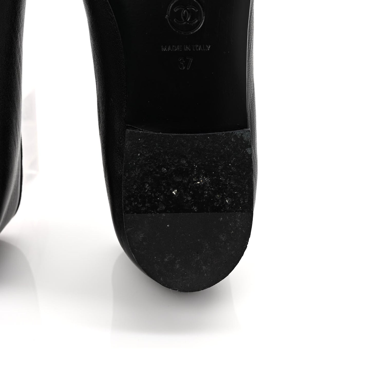 Lambskin Patent Cap Toe CC Ballerina Flats 37 Black