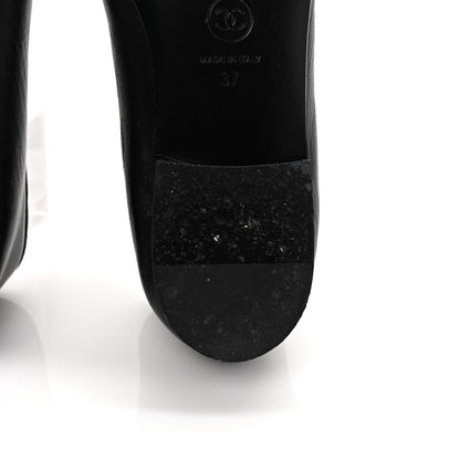 Chanel Lambskin Patent Cap Toe CC Ballerina Flats 37 Black 11 of 11