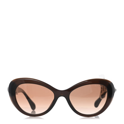 Chanel Acetate Glass Pearls Cat Eye Sunglasses 5443-H Brown 2 of 4