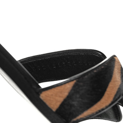 Hermes Horse Hair Zebra Print Oran Sandals 36 Black 8 of 8