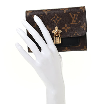 Louis Vuitton Monogram Flower Lock Compact Wallet Black 2 of 7