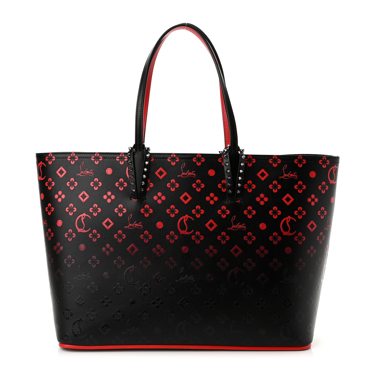 Christian Louboutin Perforated Calfskin Degrade Loubinthesky East West Cabata Tote Black Red 3 of 11