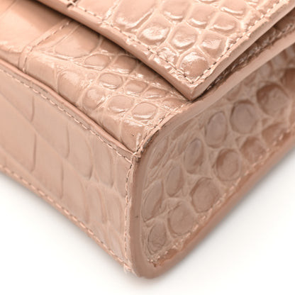 Balenciaga Shiny Calfskin Crocodile Embossed Hourglass Chain Bag Nude Beige 13 of 20