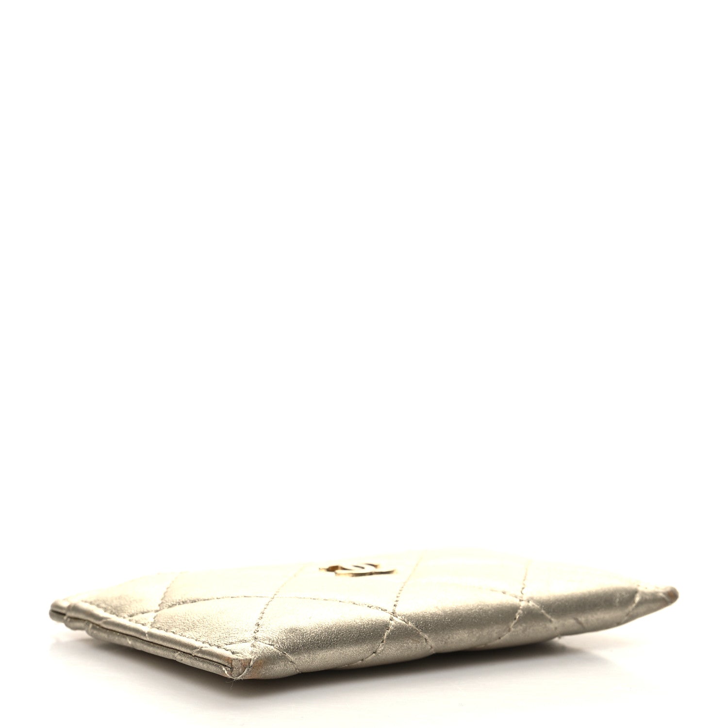 Chanel Metallic Lambskin Quilted CC Card Holder Gold 4 of 13