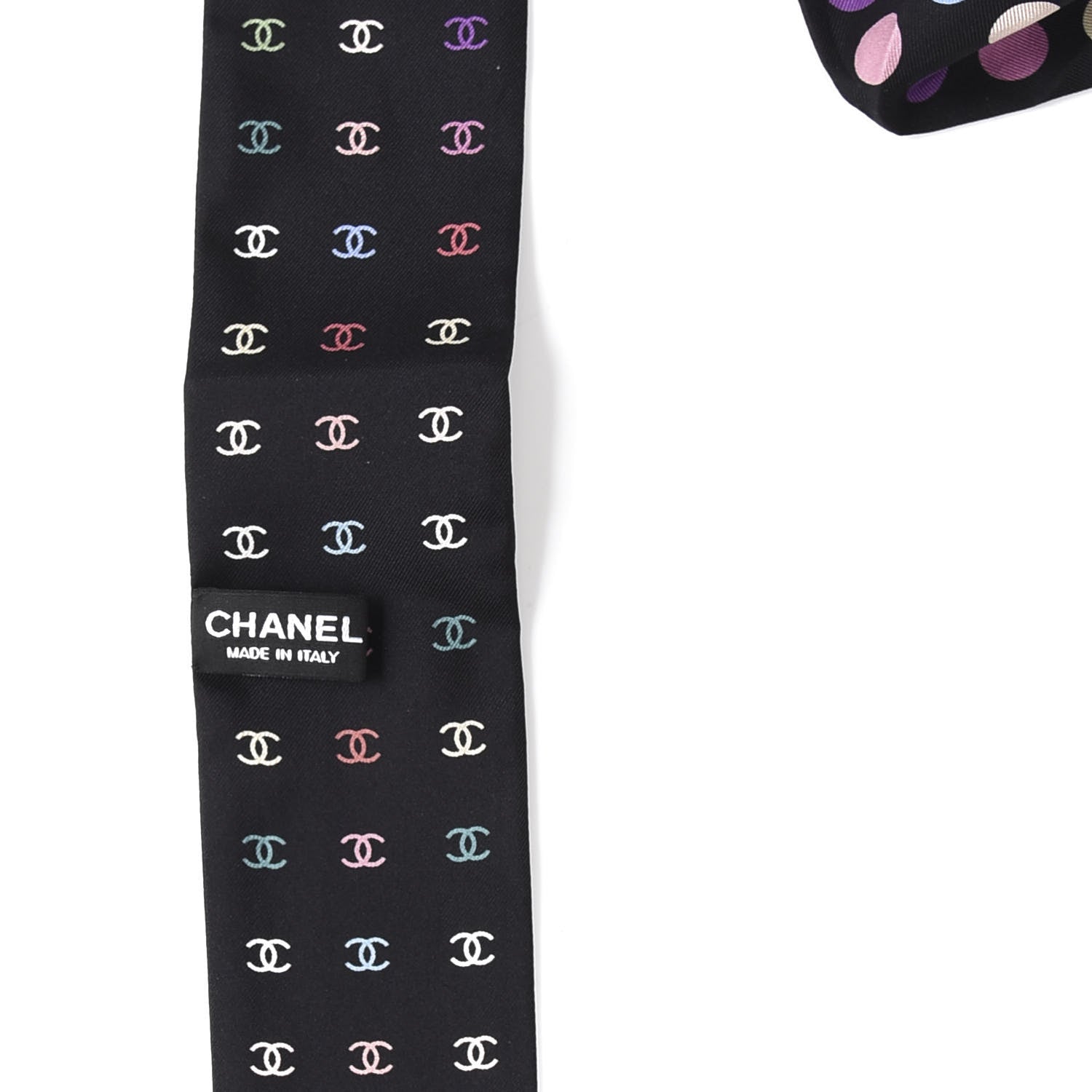 Chanel Silk Polka Dot CC Slim Bandeau Black Multicolor 4 of 4